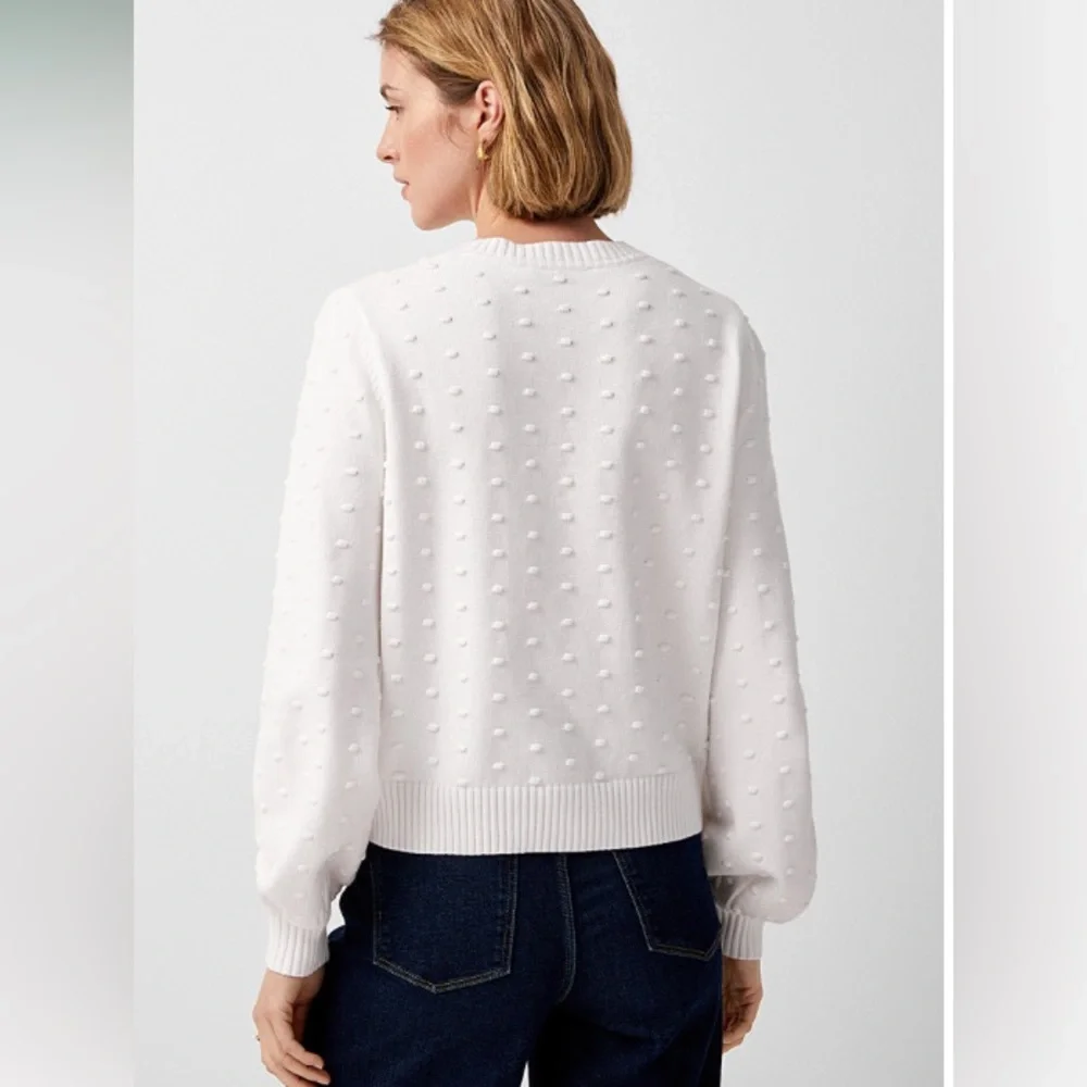 SIMONS CONTEMPORAINE edited modern fashion Puff-sleeve pompom sweater size large - Picture 3 of 9